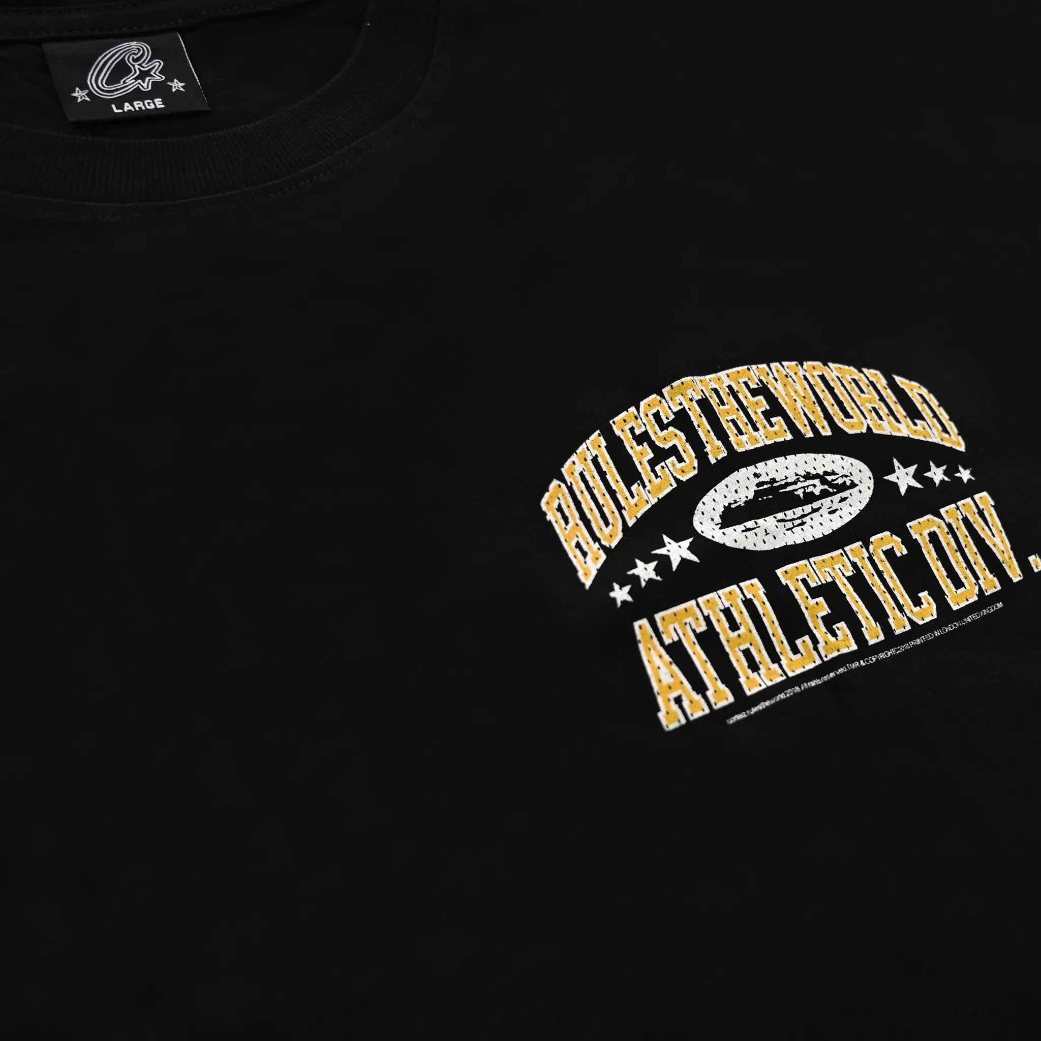 Logo view of Corteiz Athletic Division Black T Shirt